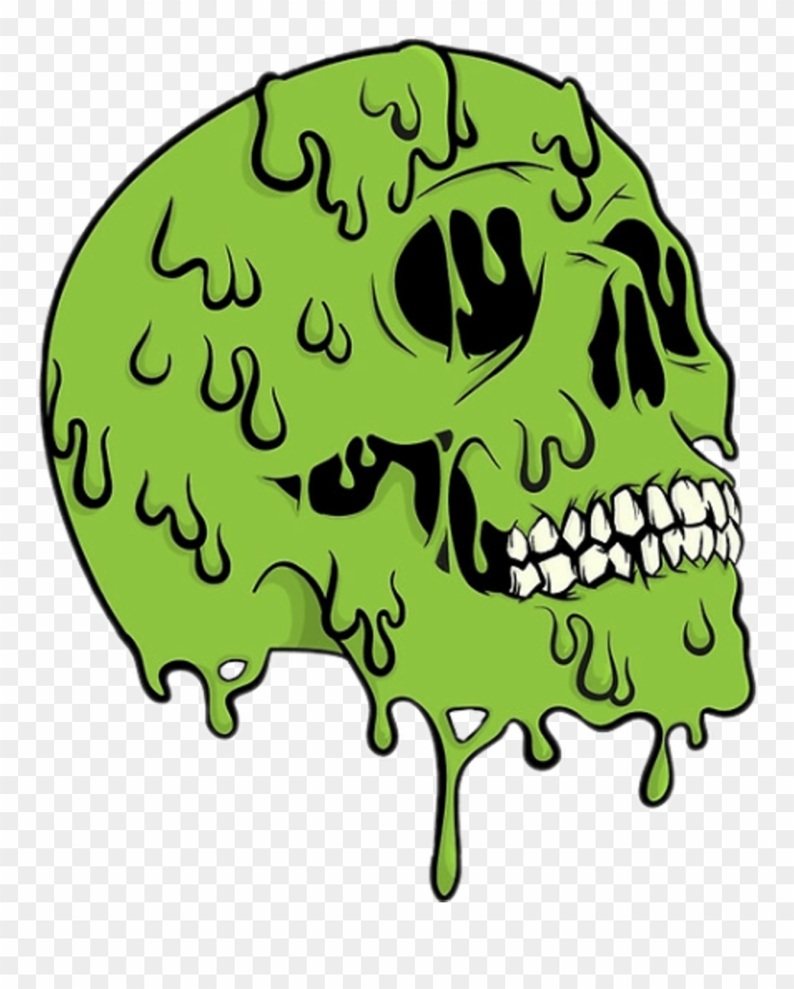#skull #zombie #toxic #urban #cool #art #green #colors - Slime Skull Clipart