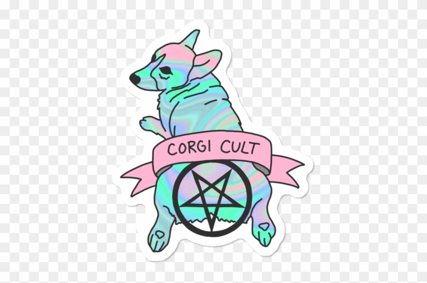 Corgi Cult Witchy Dog Hologram 90s Print - Dog Clipart