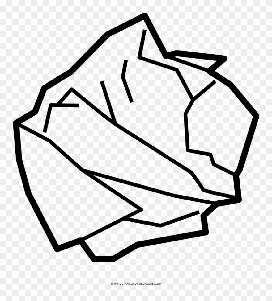 Crumpled Paper Coloring Page - Line Art Clipart