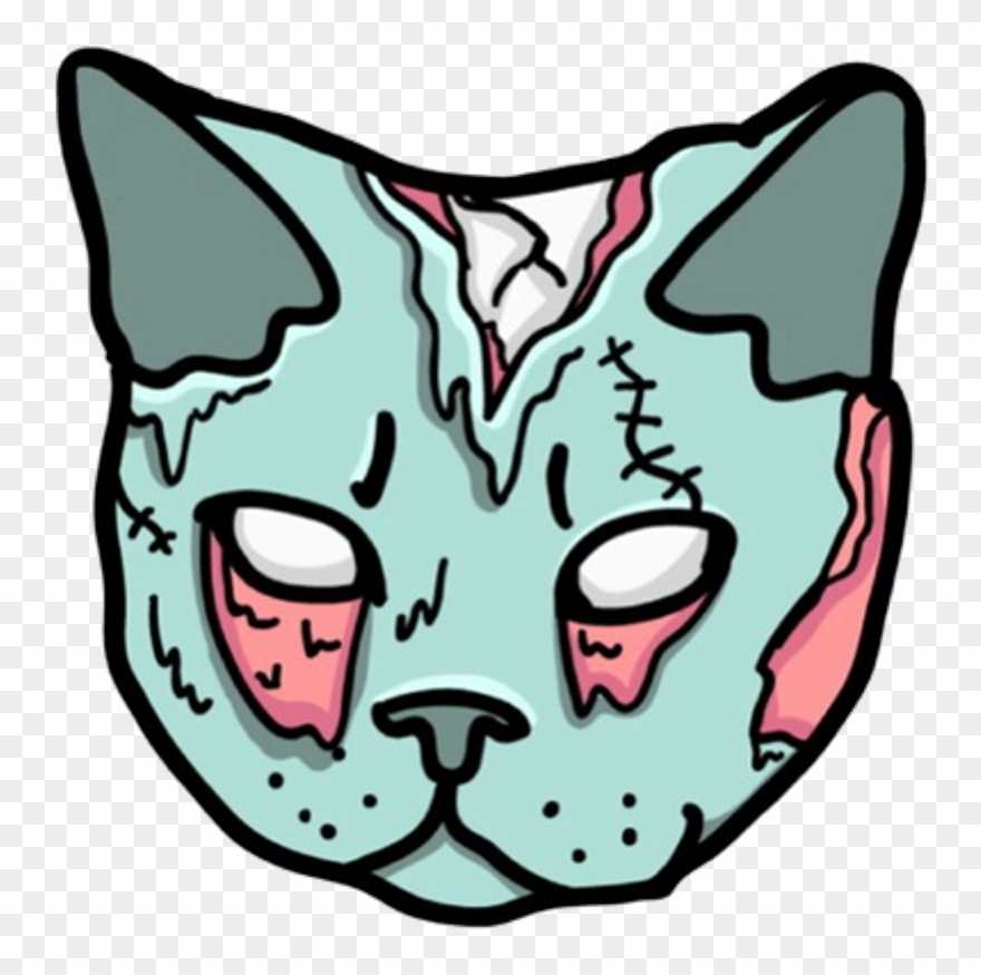 #sticker #stiker #cat #zombie #zombiecat #catzombie - Cat Head Clipart