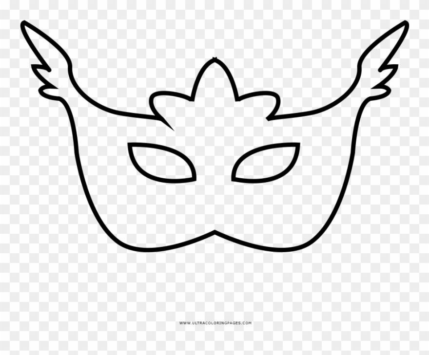 Carnaval Mask Coloring Page - Line Art Clipart