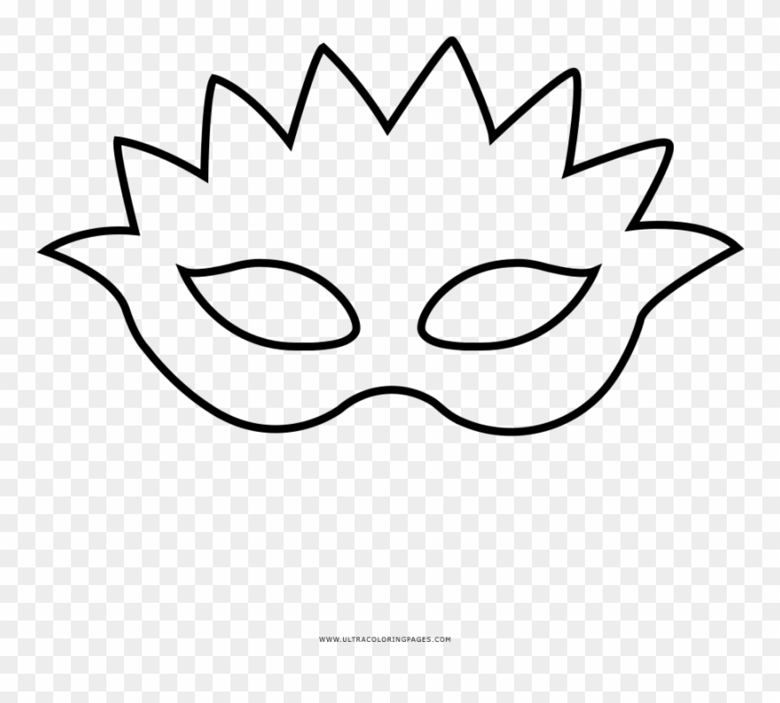 Carnaval Mask Coloring Page - Line Art Clipart