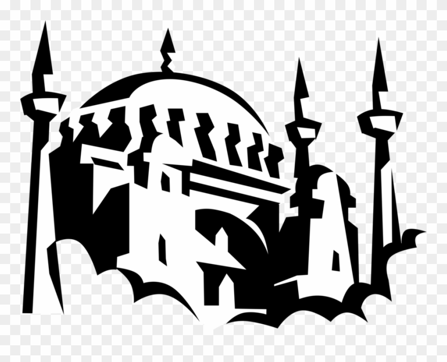 Vector Illustration Of Islamic Sultan Ahmed Blue Mosque, - Mosque Art Vector Png Clipart