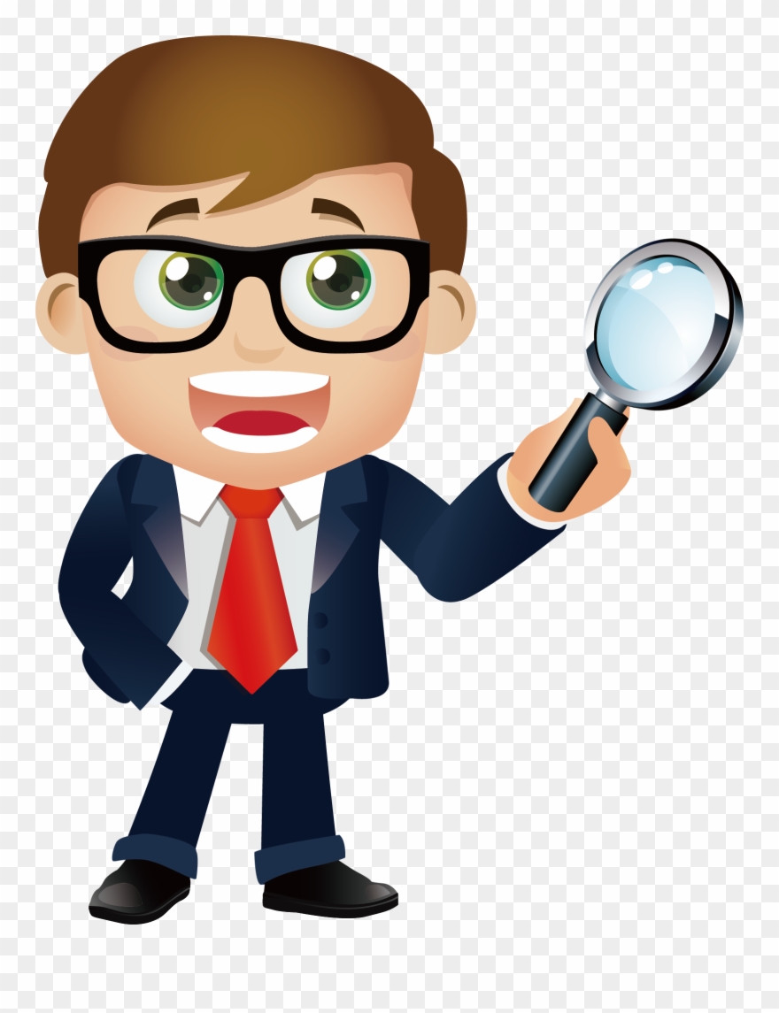 Engineering A Man Holding Magnifying Glass - Man With Magnifying Glass Cartoon Clipart