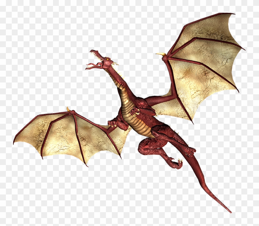 Dragon, Flying, Wings, Fantasy, Fairytale, 3d, Red - Dragon Flying Up Clipart