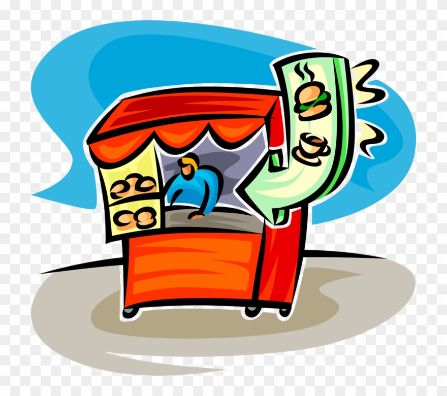 Vector Illustration Of Fast Food Street Vendor Food Clipart