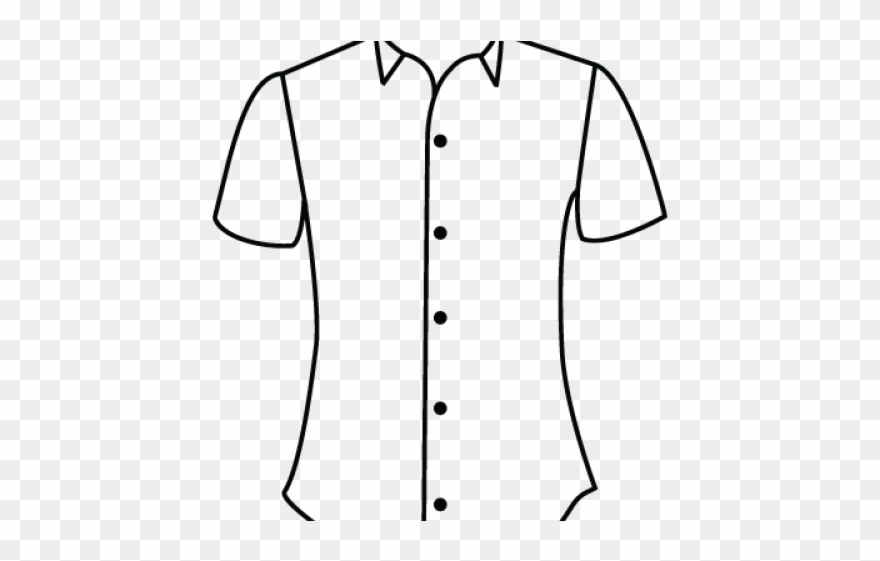Dress Shirt Clipart Short Sleeved Shirt - Line Art - Png Download