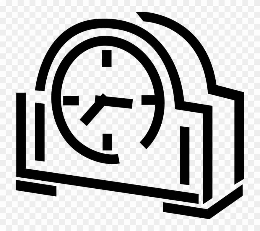 Vector Illustration Of Mantle Clock Indicates, Keeps Clipart