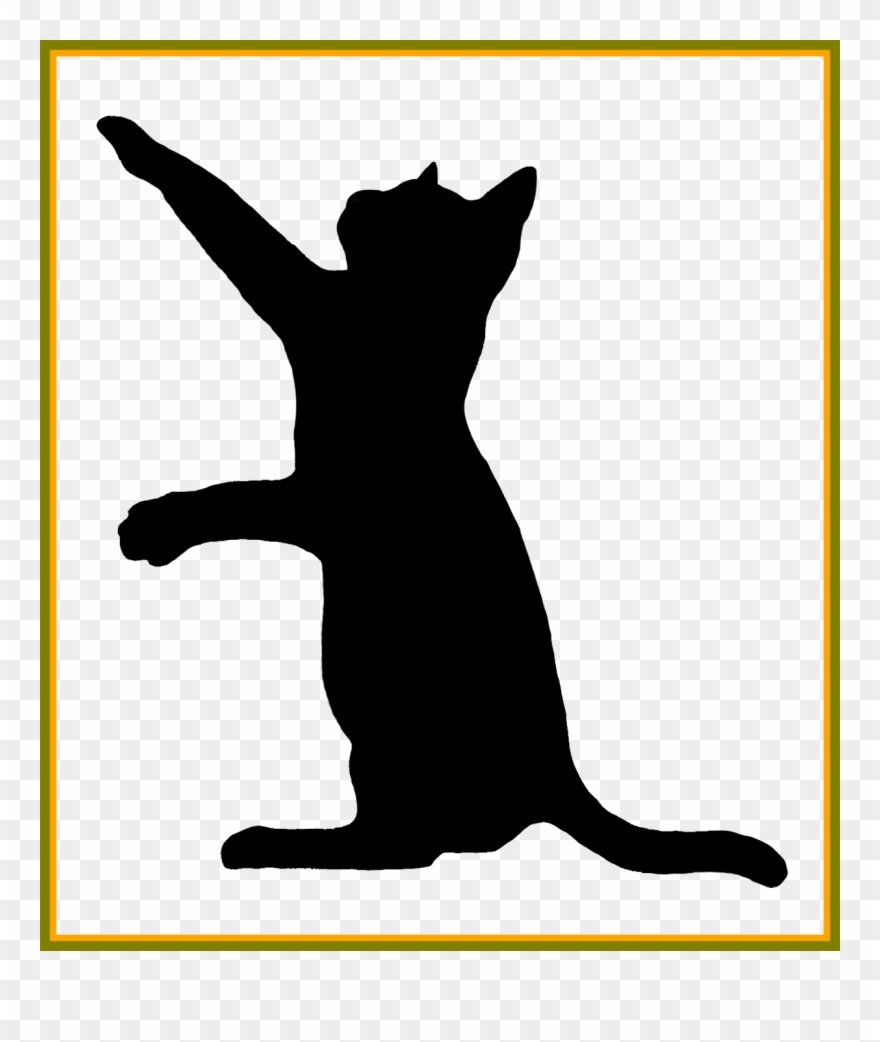 Appealing Kitten Silhouette Pencil And In Color - Cat Jumps Clipart