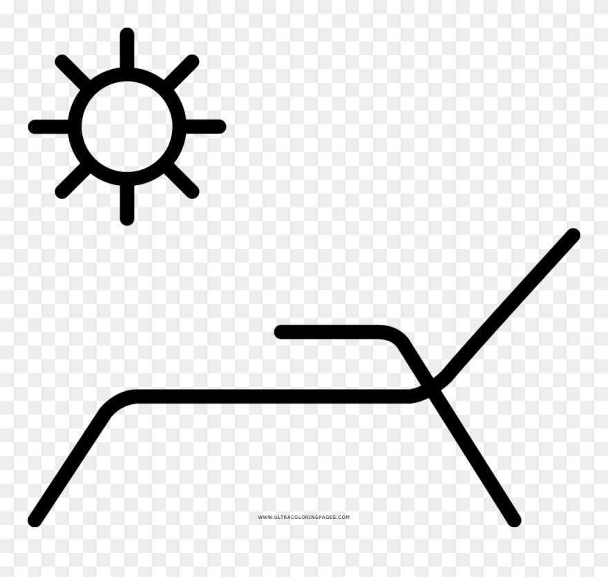 Sunbathing Coloring Page - Black Sun Vector Png Clipart
