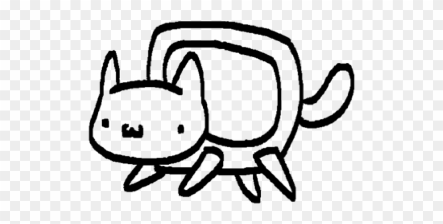 Nyan Cat Clipart Drawing - Cat Line Art Simple - Png Download