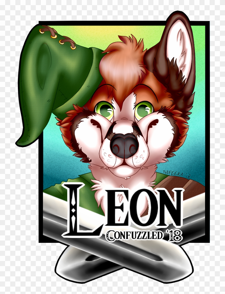 [c] Badge Leon The Fox - Cartoon Clipart