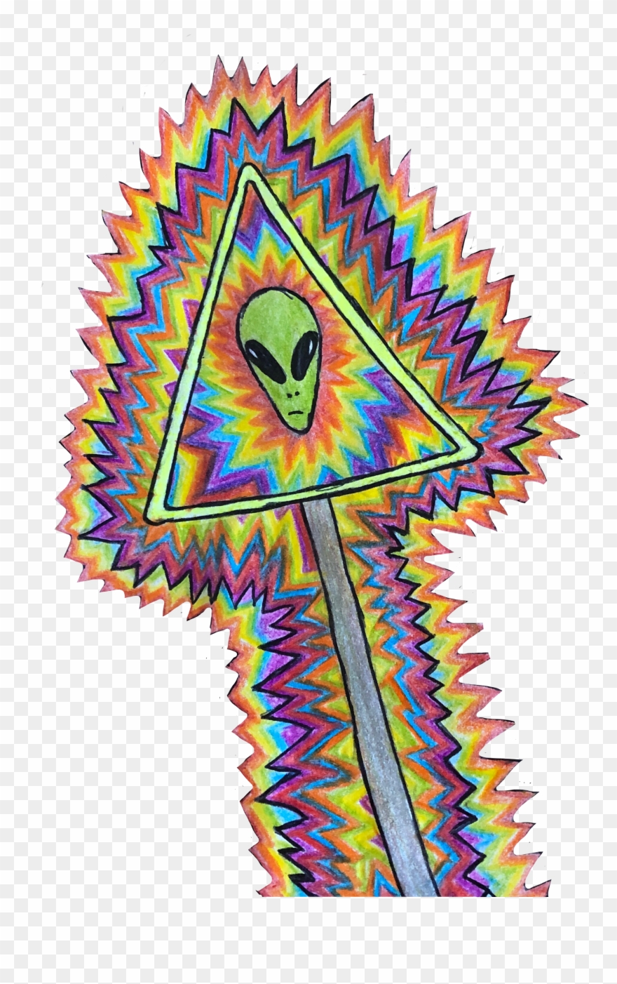 Trippy Tumblr Alien Aesthetic Red Orange Yellow Green - Illustration Clipart