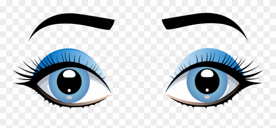 Download Blue Female Eyes With Eyebrows Clipart Png - Cartoon Girl Eyes Png Transparent Png