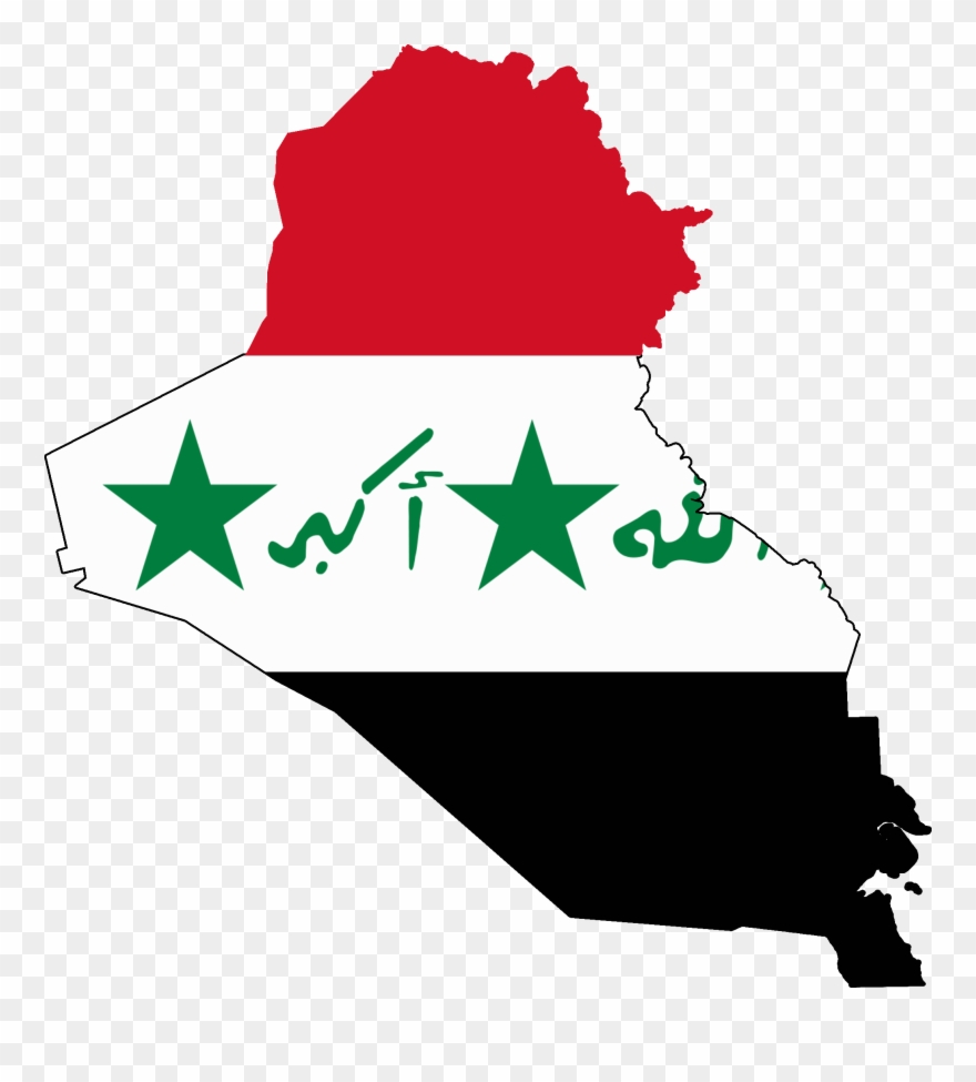Flag Map Of Iraq & Occupied Kuwait - Iraq Flag In Map Clipart