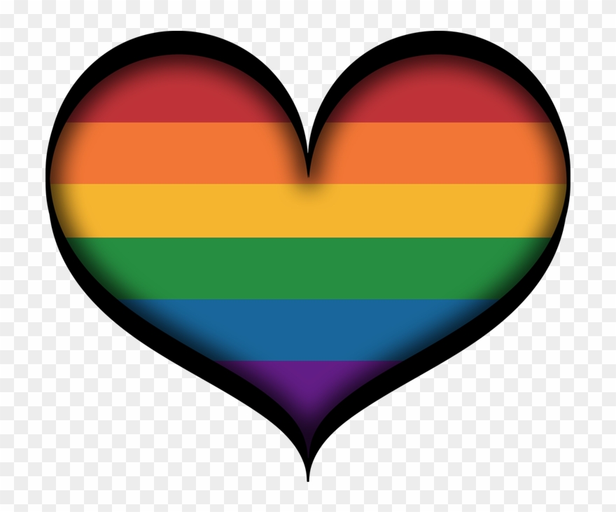 Large Gay Pride Heart In Lgbt Rainbow Colors With Black Clipart