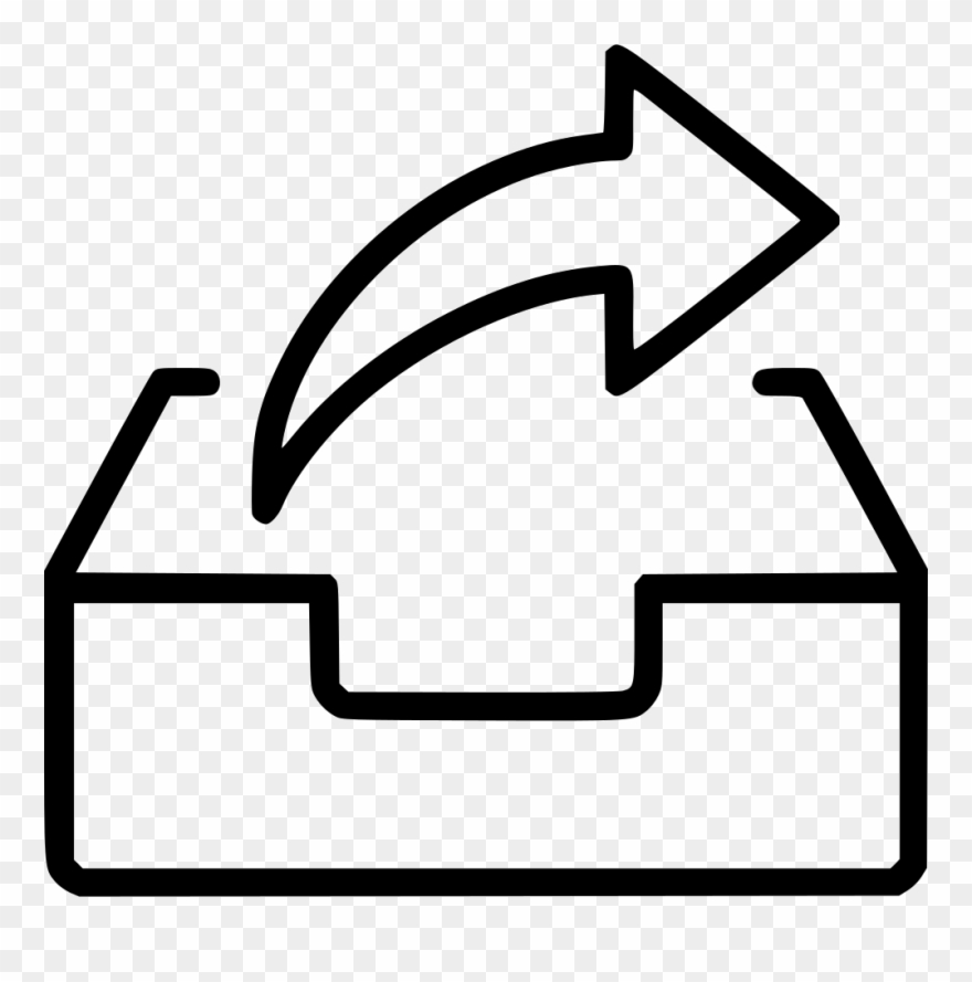 Box Mailbox Inbox Email - Fleche Noir Et Blanc Clipart