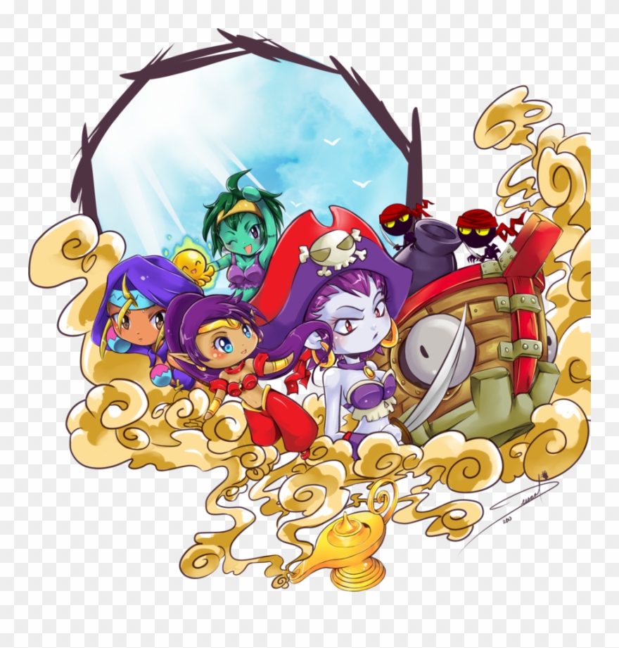 Shantae, Sky, Rottytops, Risky Boots - Cartoon Clipart