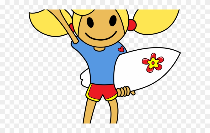 Surfer Clipart Female Surfer - Clipart Surfing Boy And Girl - Png Download