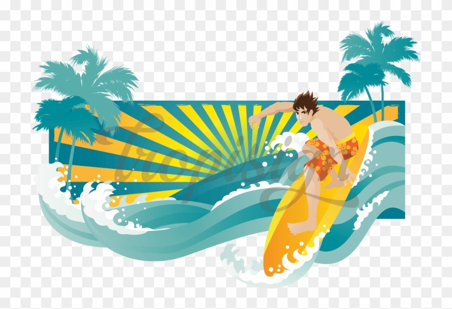 Surfer Male Tropisign A Collection Of Tropical - Illustration Clipart