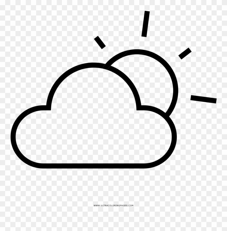Parcialmente-nublado Página Para Colorear - Line Art Clipart