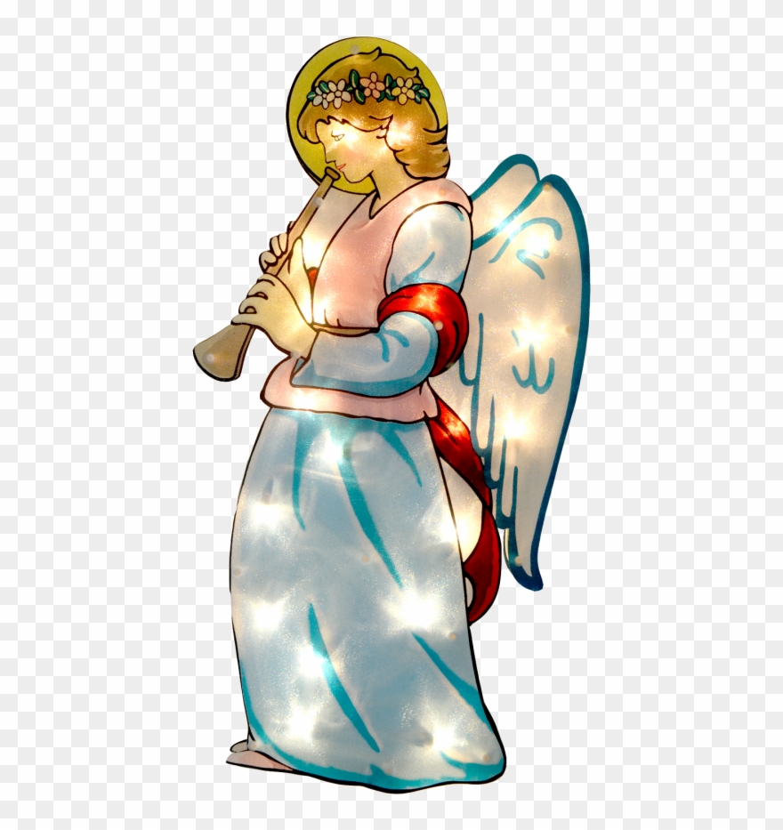 Estructura Lumínica De Ángel Con Trompeta - Angel Clipart