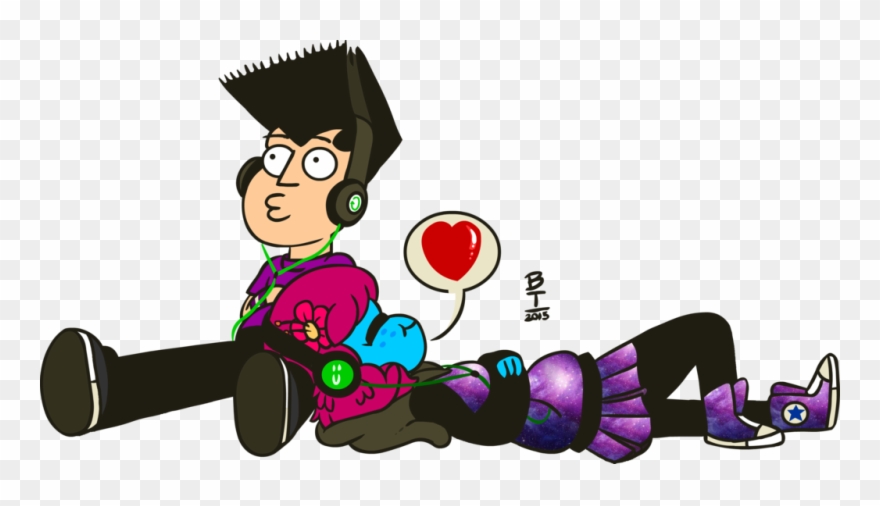 Listening To Music - Cartoon Clipart