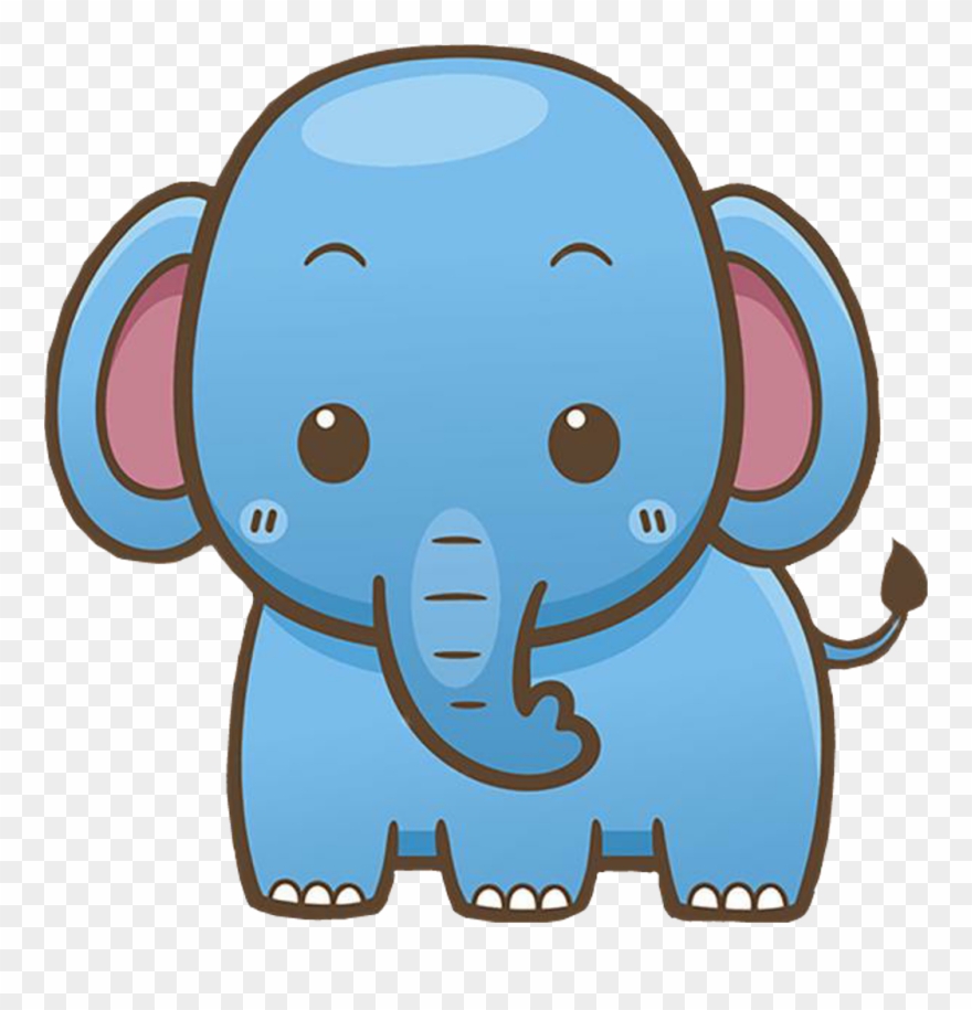 Elephant Blue Sticker Animal Blueelephant Clipart Clipa - Simple Cartoon Animal - Png Download