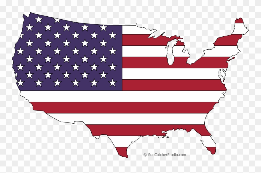 Png - Flag Map Of United States Clipart