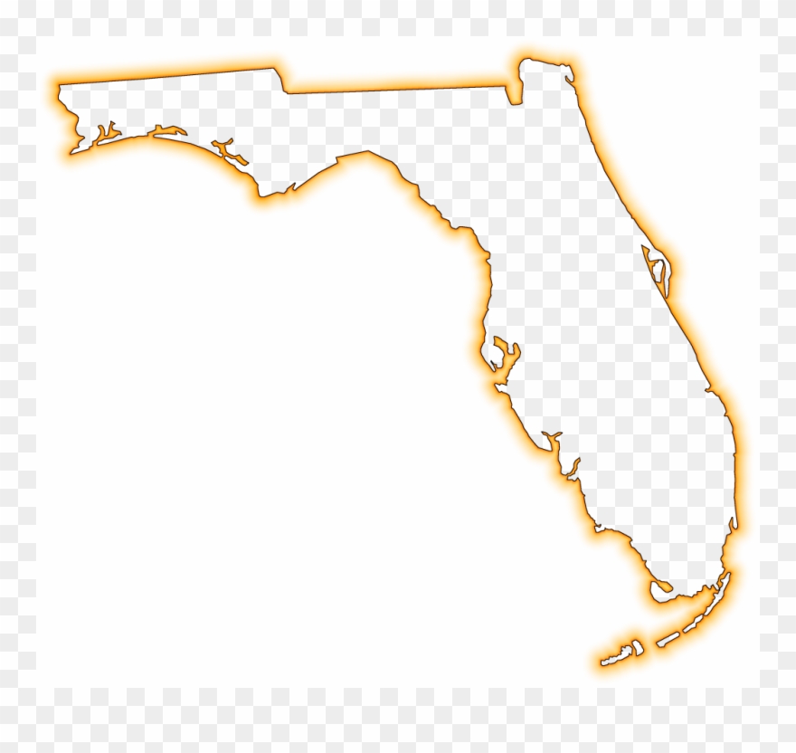 A Yellow-orange Glow Outline Map Of Florida - 850 Strong Clipart