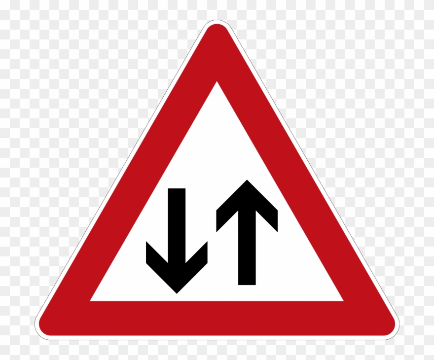 Two Way Traffic Ahead - Cattle Road Sign Clipart