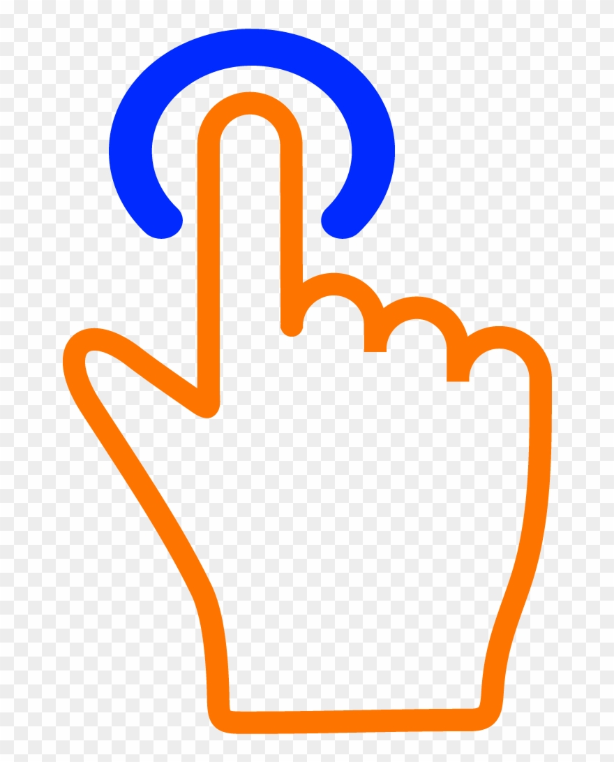 Simplicity Orange Finger Blue Button 4 4 - Gesture Clipart
