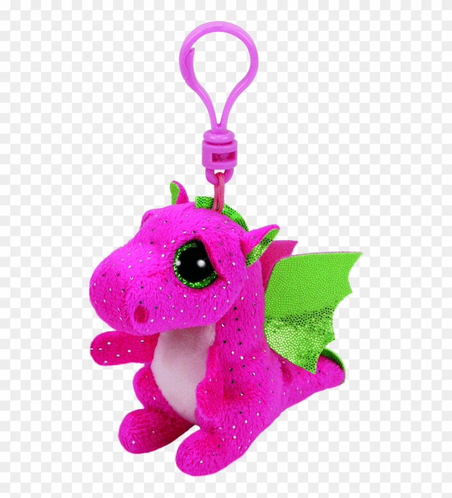 Ty Beanies Clip Darla Pink Dragon Pic1 - Ty Keyring Dragon - Png Download