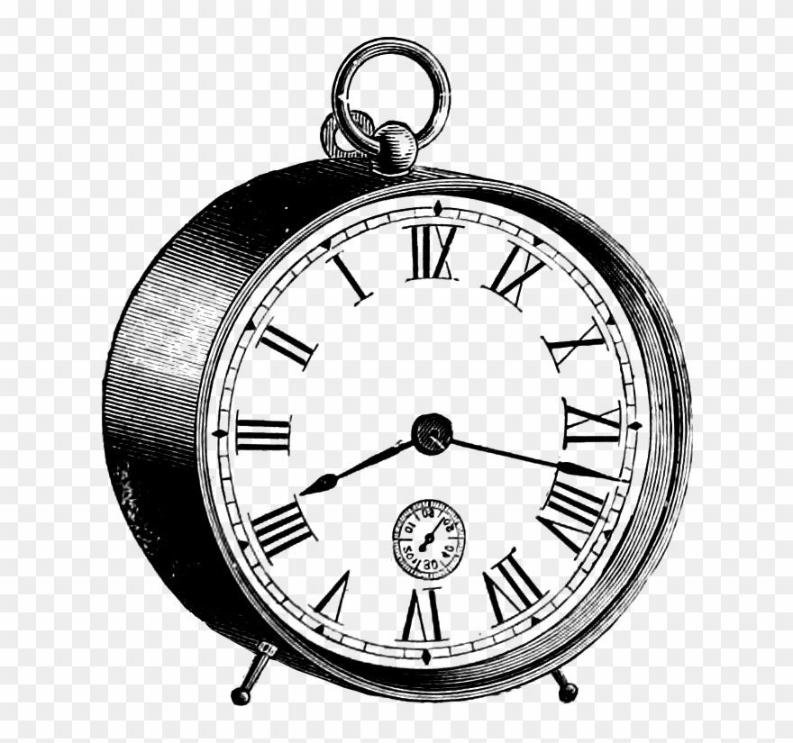 Clipart Of Vg, Ancient Clock And Antique Compass - Clock - Png Download