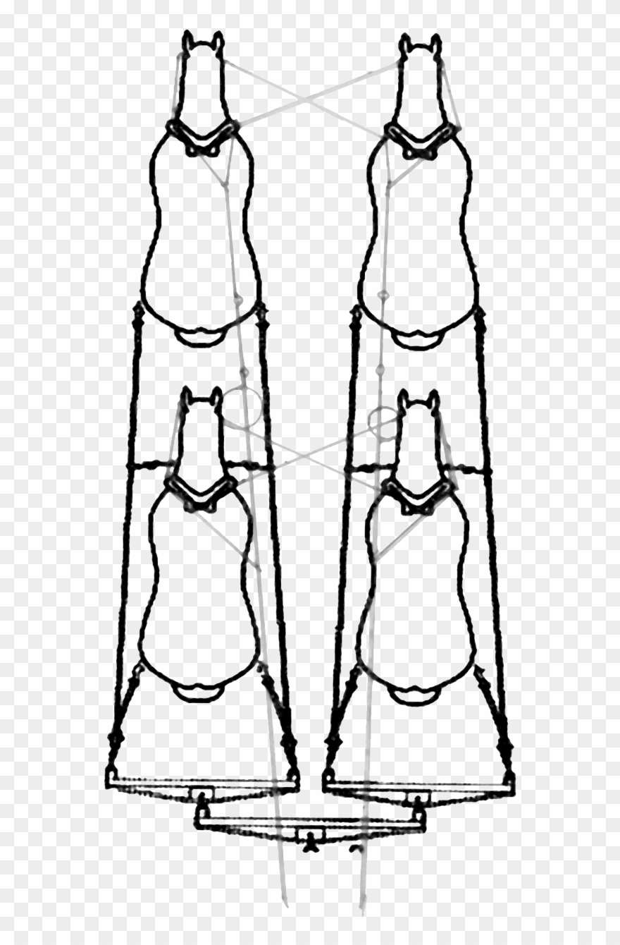 Multiple Hitching With One Set Of Lines - Line Art Clipart