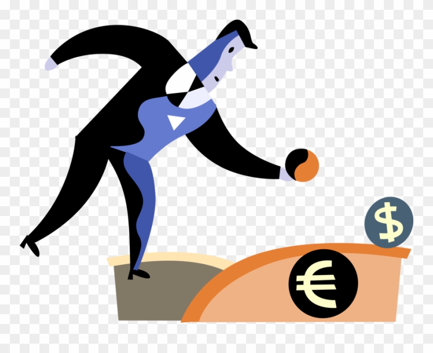 Vector Illustration Of Businessman Plays Bocce Bocci - Cartoon Clipart