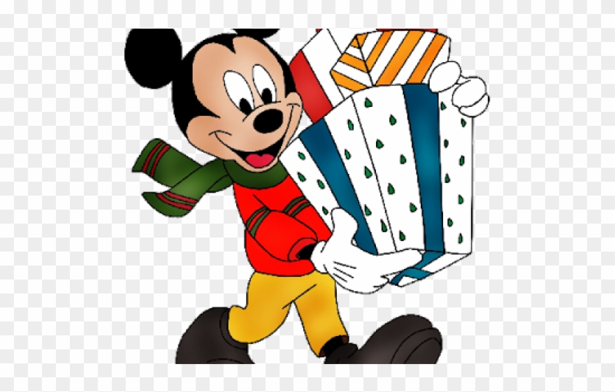 Christmas Clipart Clipart Winter - Mickey Mouse Christmas Present - Png Download