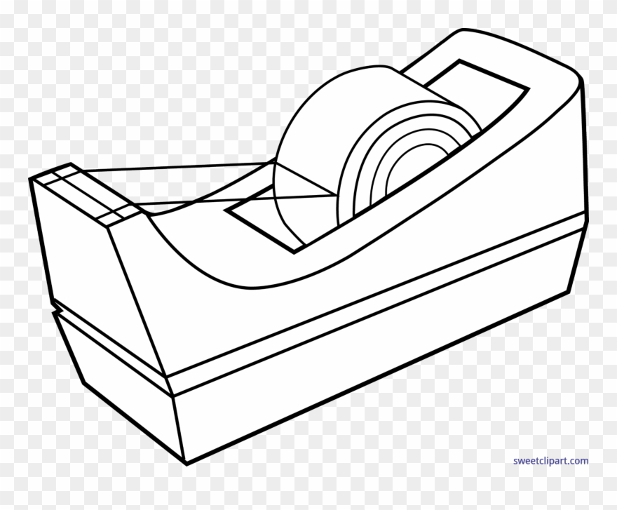 Office Tape Dispenser Lineart Clip Art - Scotch Tape Clip Art - Png Download
