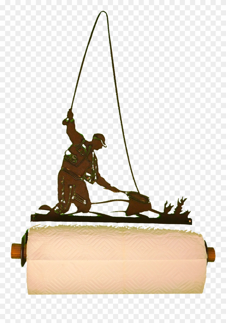 Wall Paper Towel Holder Fisherman Larger Image - Cast A Fishing Line Clipart