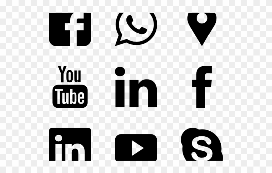 Social Media Icons Clipart B&w - Icon Social Media Png Transparent Png