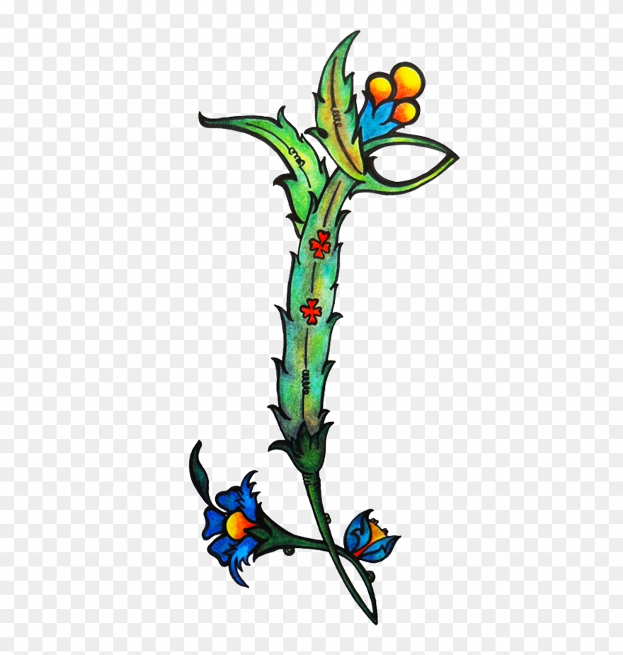 "i" Decorative Lettering - Illustration Clipart