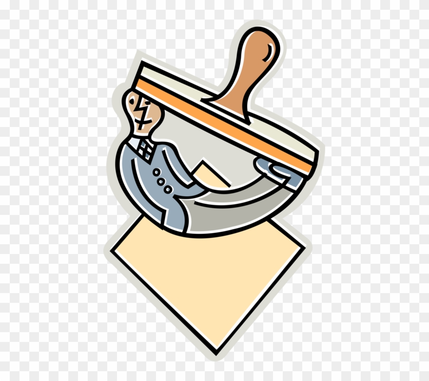 Vector Illustration Of Businessman Rubber Stamp Imprinter Clipart