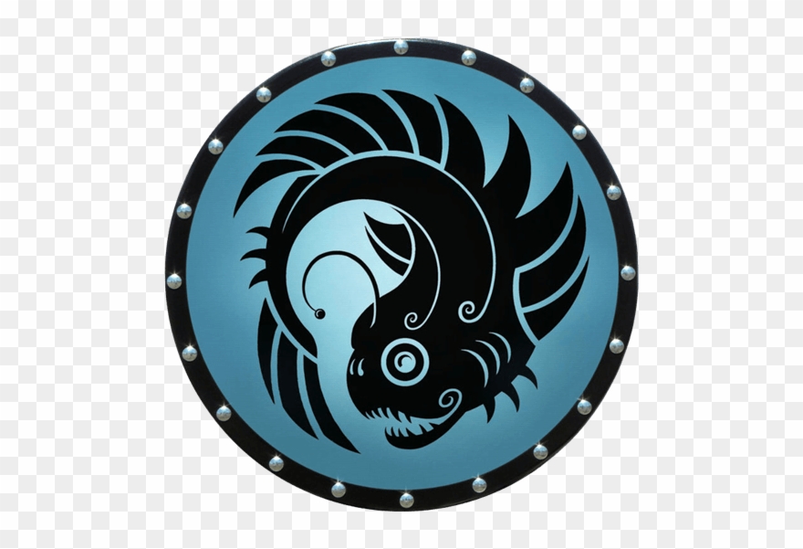 Round Greek Lantern Fish Wooden Shield - Greek Shield Designs Clipart