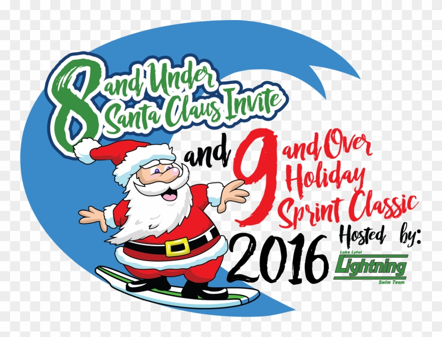 Pin Santa Swimming Clipart - Cartoon - Png Download