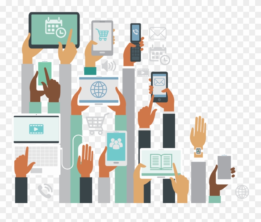 Qa Automation Company - Hands Holding Device Vector Clipart