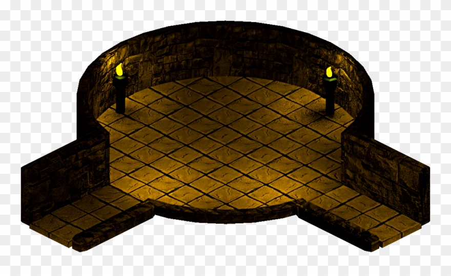 25779 Plex Dungeon Torchlit Room Round 2 Exits Bottom - Arch Clipart