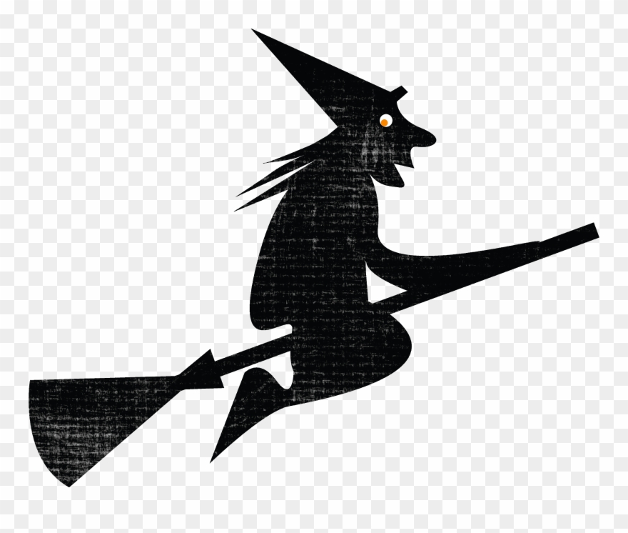 Flying Witch Silhouette - Transparent Halloween Clip Art - Png Download