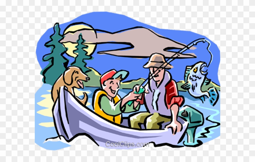 Dog Clipart Fishing - Cartoon - Png Download