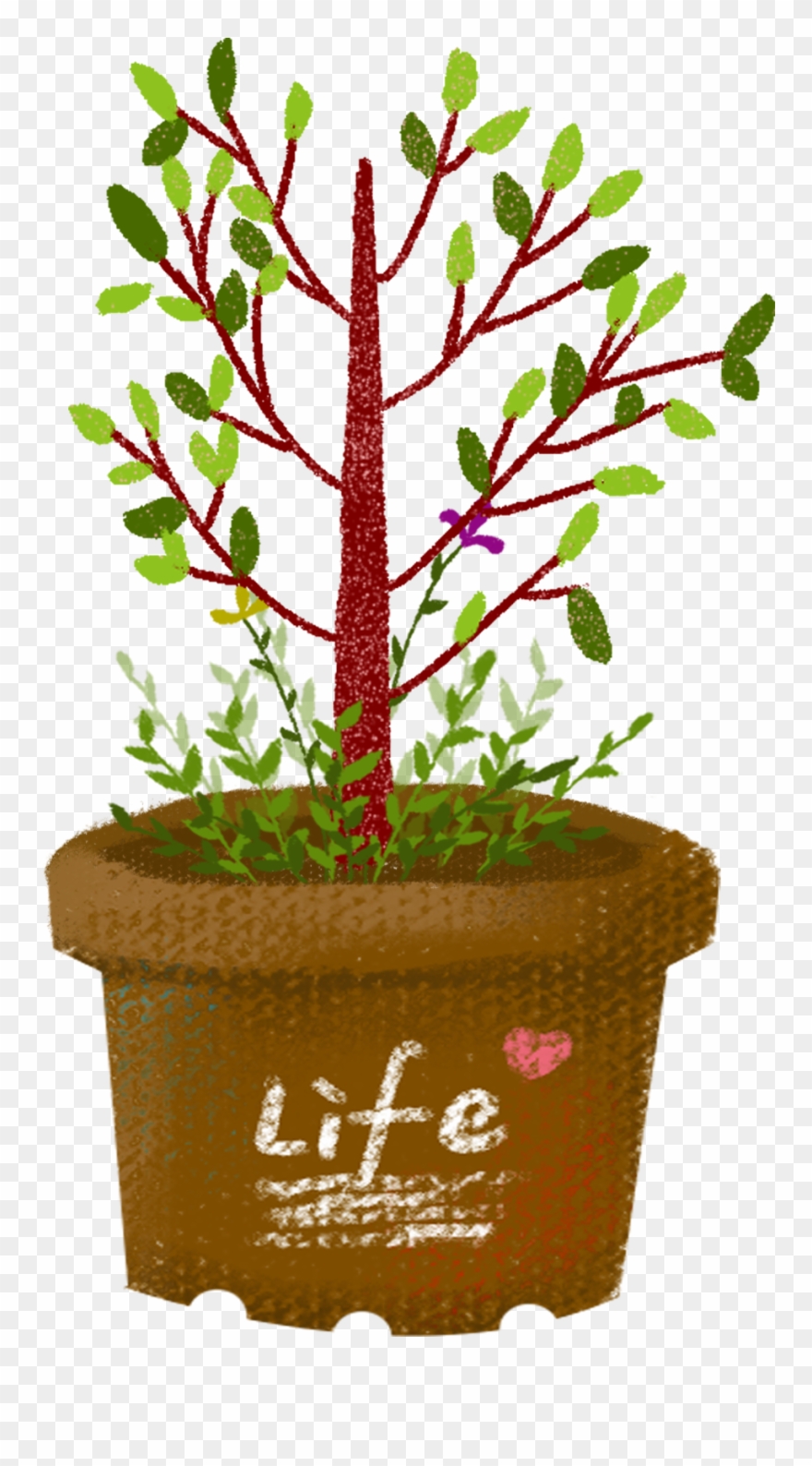 Hand Drawn Wind Cartoon Plant Flowers Trees Png And - Flowerpot Clipart