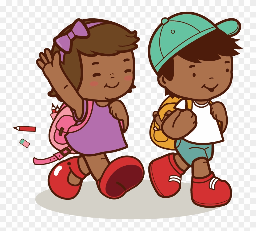 African American Kids Walk To School - Go To School Clipart Png Transparent Png